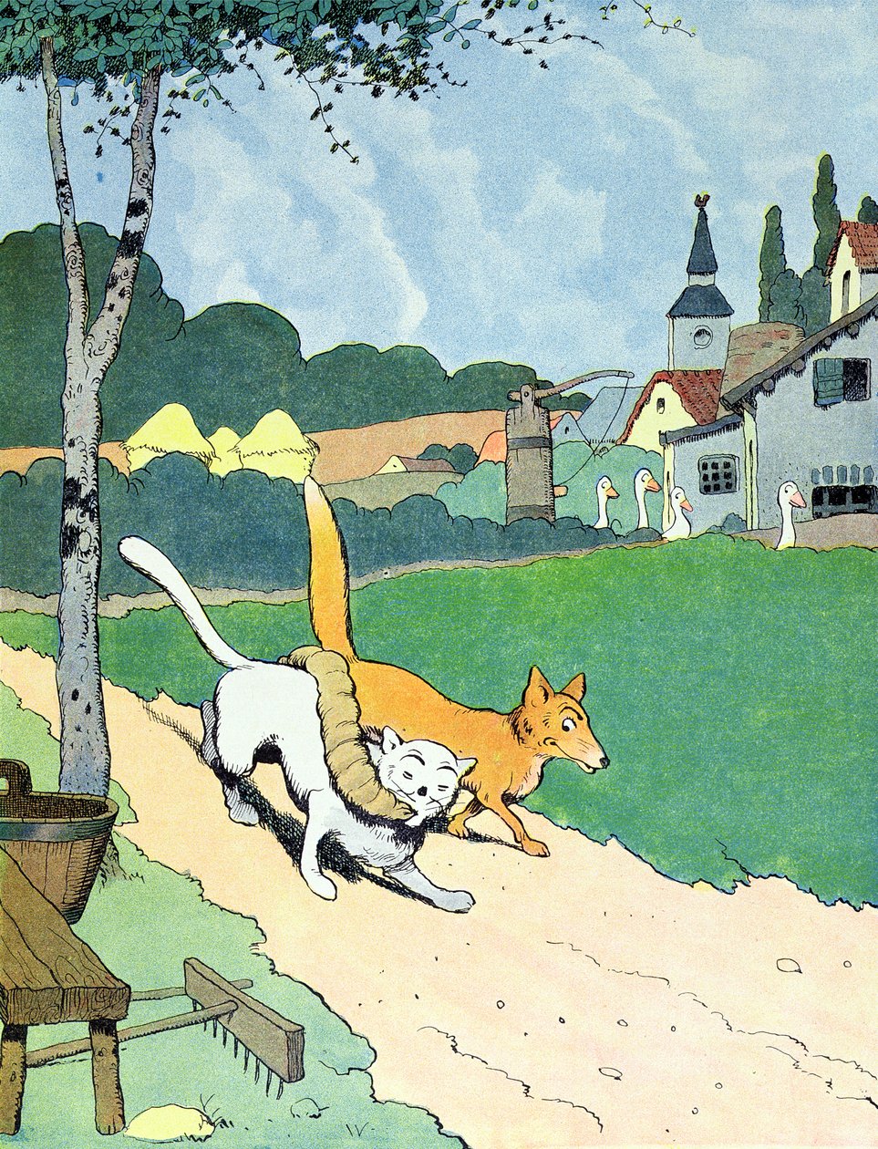 Le Roman de Renard》插图，约 1900 年（彩色石版画） 作者 本杰明·拉比尔