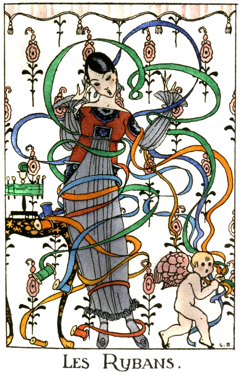 丝带，艳舞女郎风格的服饰，约 1919 年 作者 本杰明·拉比尔