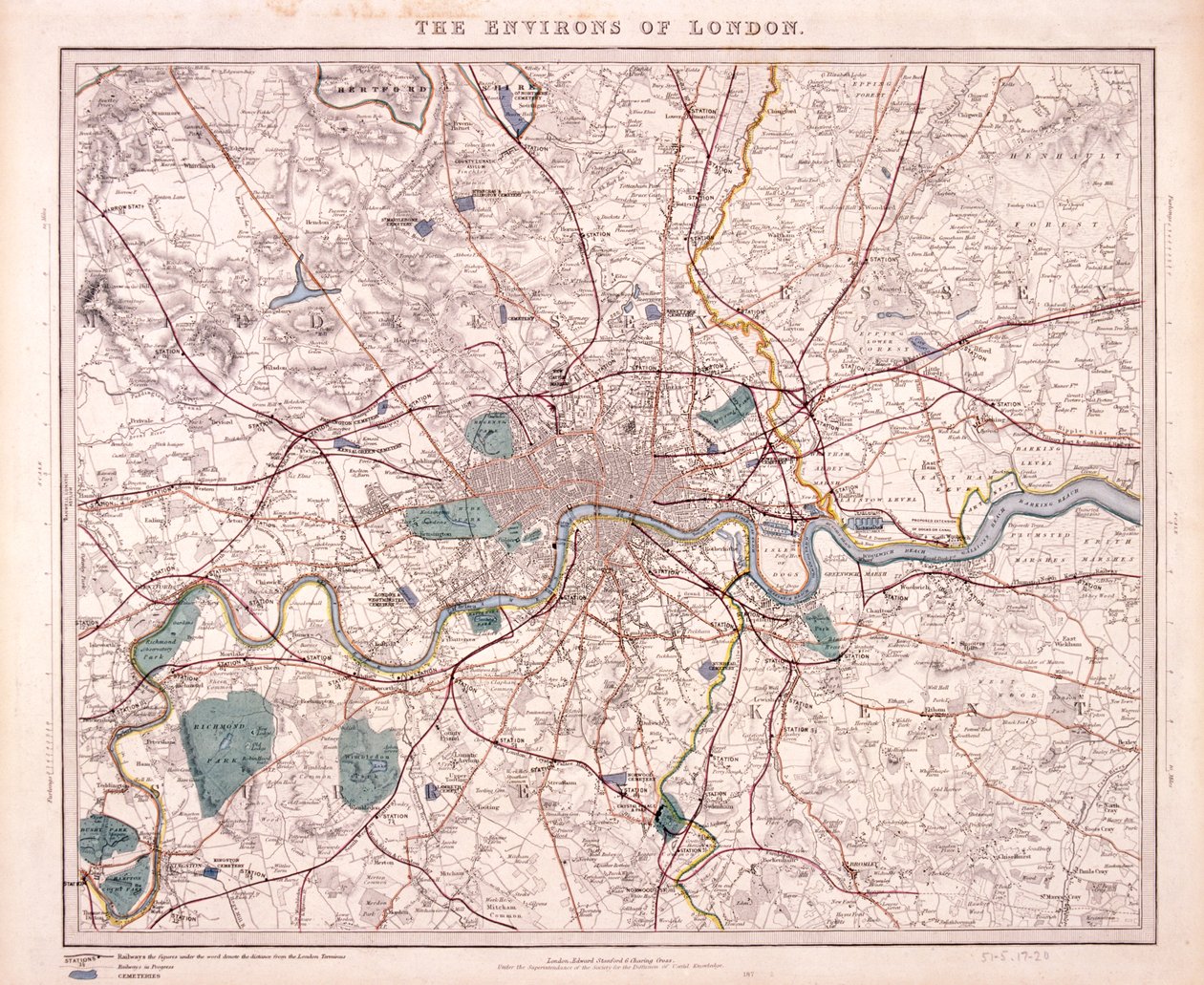 伦敦地图，约1860年 作者 本杰明·里斯·戴维斯