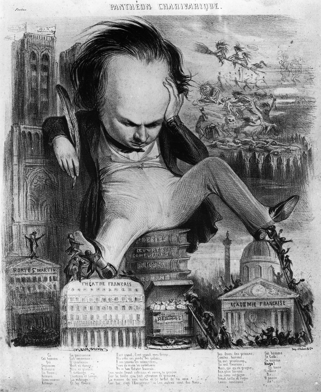 维克多·雨果（1802-85）的漫画，来自19世纪的“Le Pantheon Charivarique” 作者 本杰明·鲁博