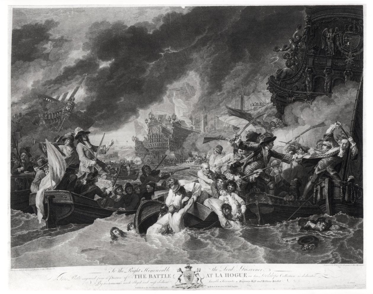 1692年5月29日，海牙之战，威廉·伍利特（1735-85）1781年刻（aquatint） 作者 本杰明·韦斯特