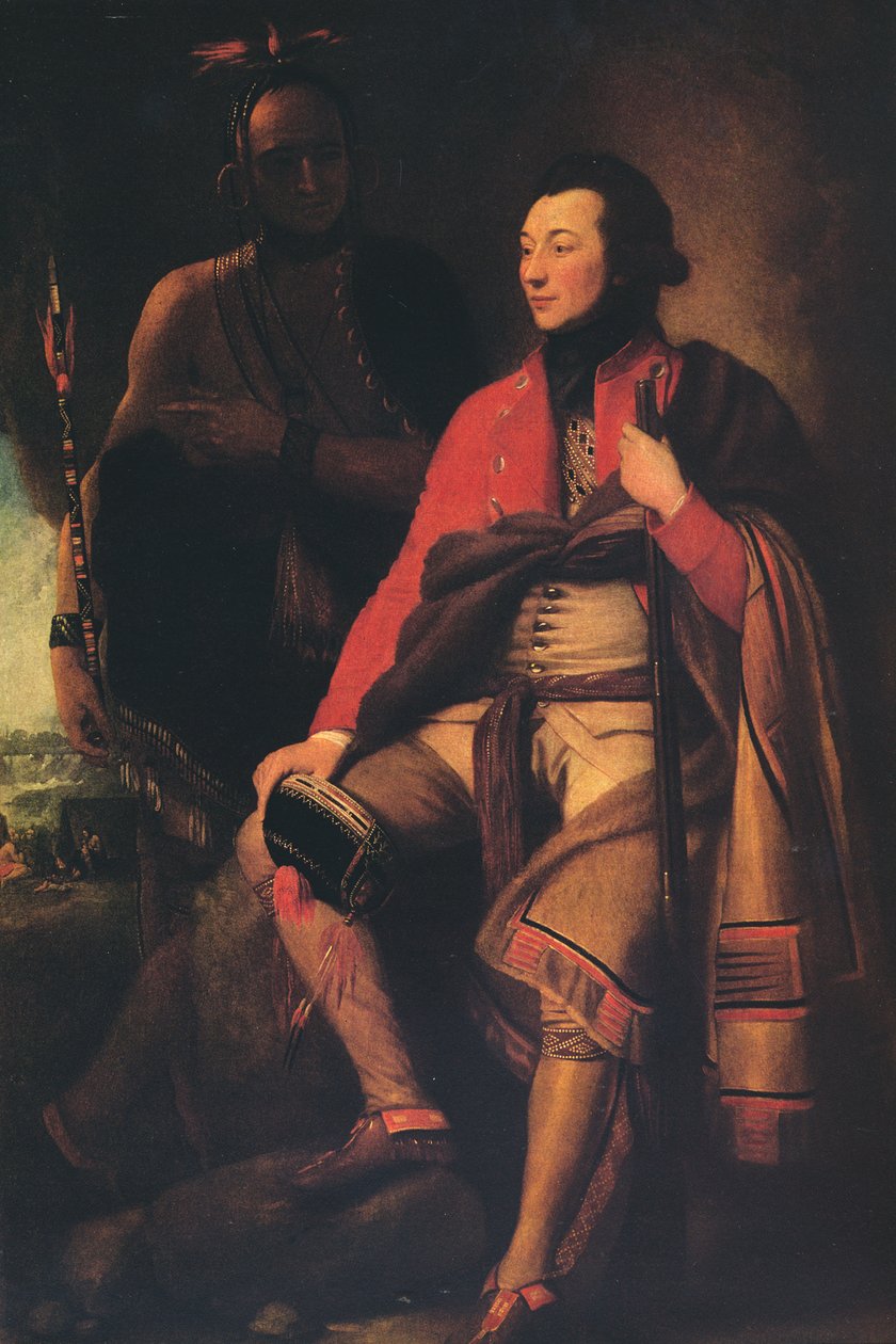 Guy Johnson和Karonghyontye上校David Hill上校，1776年 作者 本杰明·韦斯特