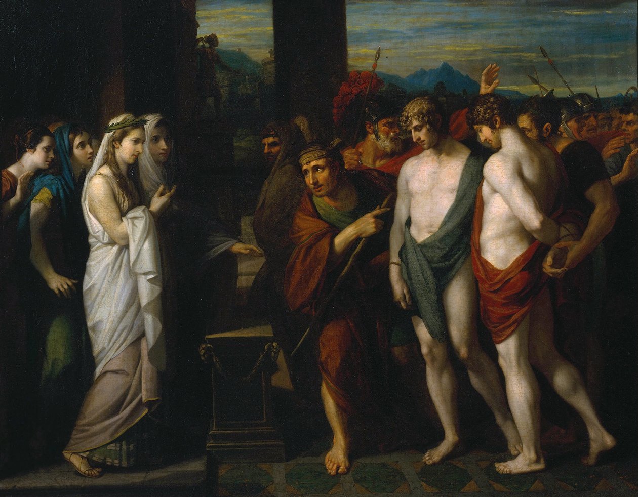 Iphigenia之前被害的Pylades和Orestes被害 作者 本杰明·韦斯特