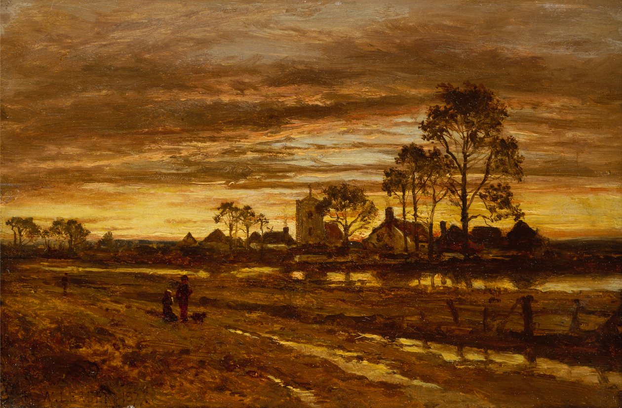 雨后的秋夜（布面油画） 作者 本杰明·威廉姆斯（Benjamin Williams）领导人