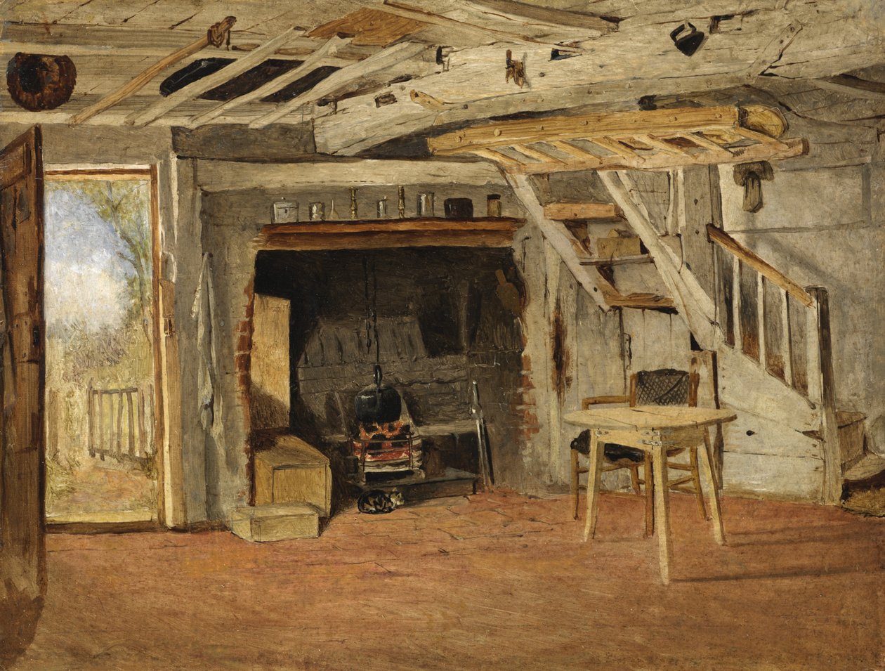 小屋内部研究，约1869年 作者 本杰明·威廉姆斯（Benjamin Williams）领导人