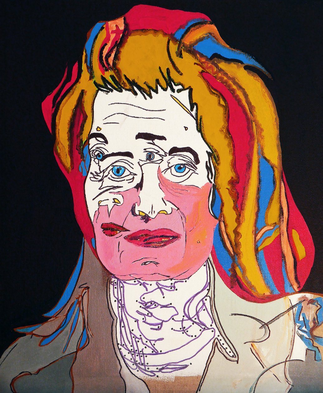 历史上的 50 位重要作家：埃尔弗里德-耶利内克，2015 年（布面油画和丙烯画） 作者 伯努瓦·埃尔万·布歇罗