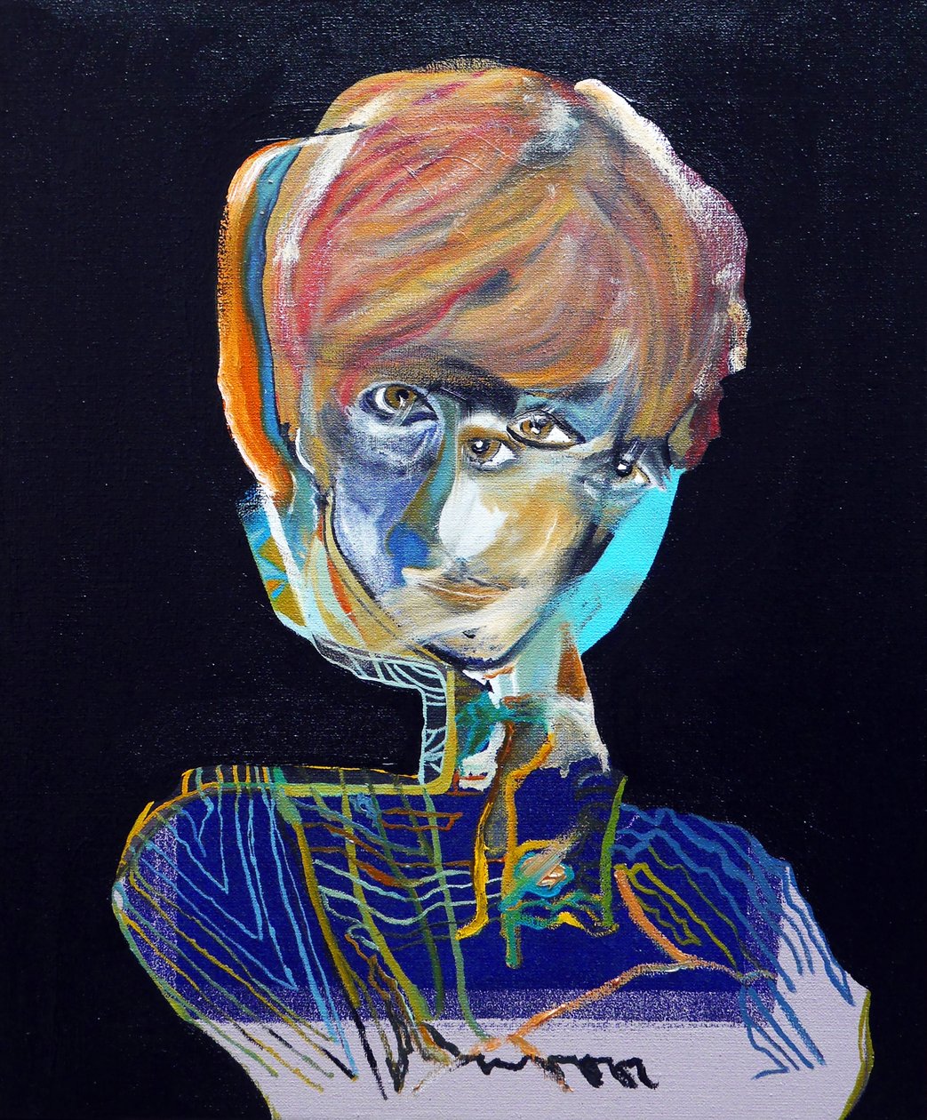 历史上的 50 位重要作家：弗朗索瓦丝-萨冈，2015 年（布面油画和丙烯画） 作者 伯努瓦·埃尔万·布歇罗