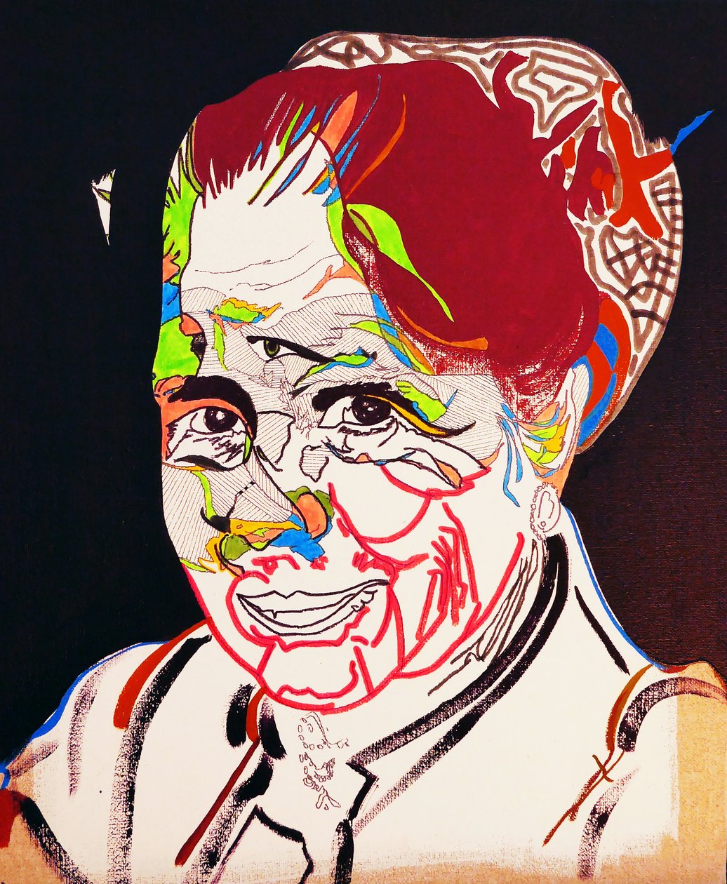 历史上的 50 位主要作家：玛格丽特-尤瑟纳尔，2015 年（布面油画和丙烯颜料） 作者 伯努瓦·埃尔万·布歇罗