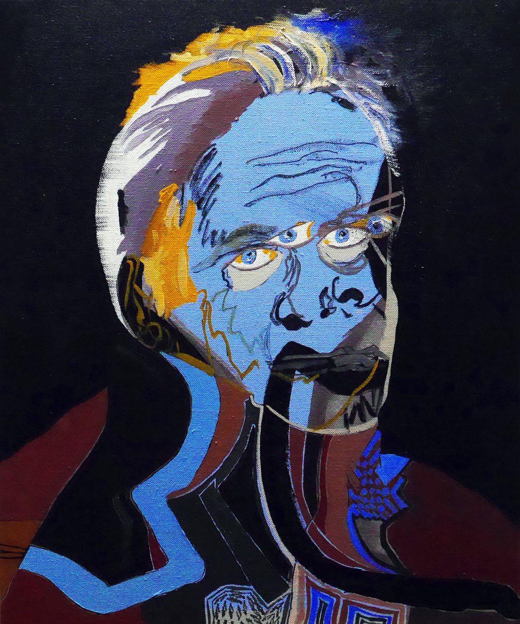历史上的 50 位主要作家：帕特里克-莫迪亚诺，2015 年（布面油画和丙烯画） 作者 伯努瓦·埃尔万·布歇罗