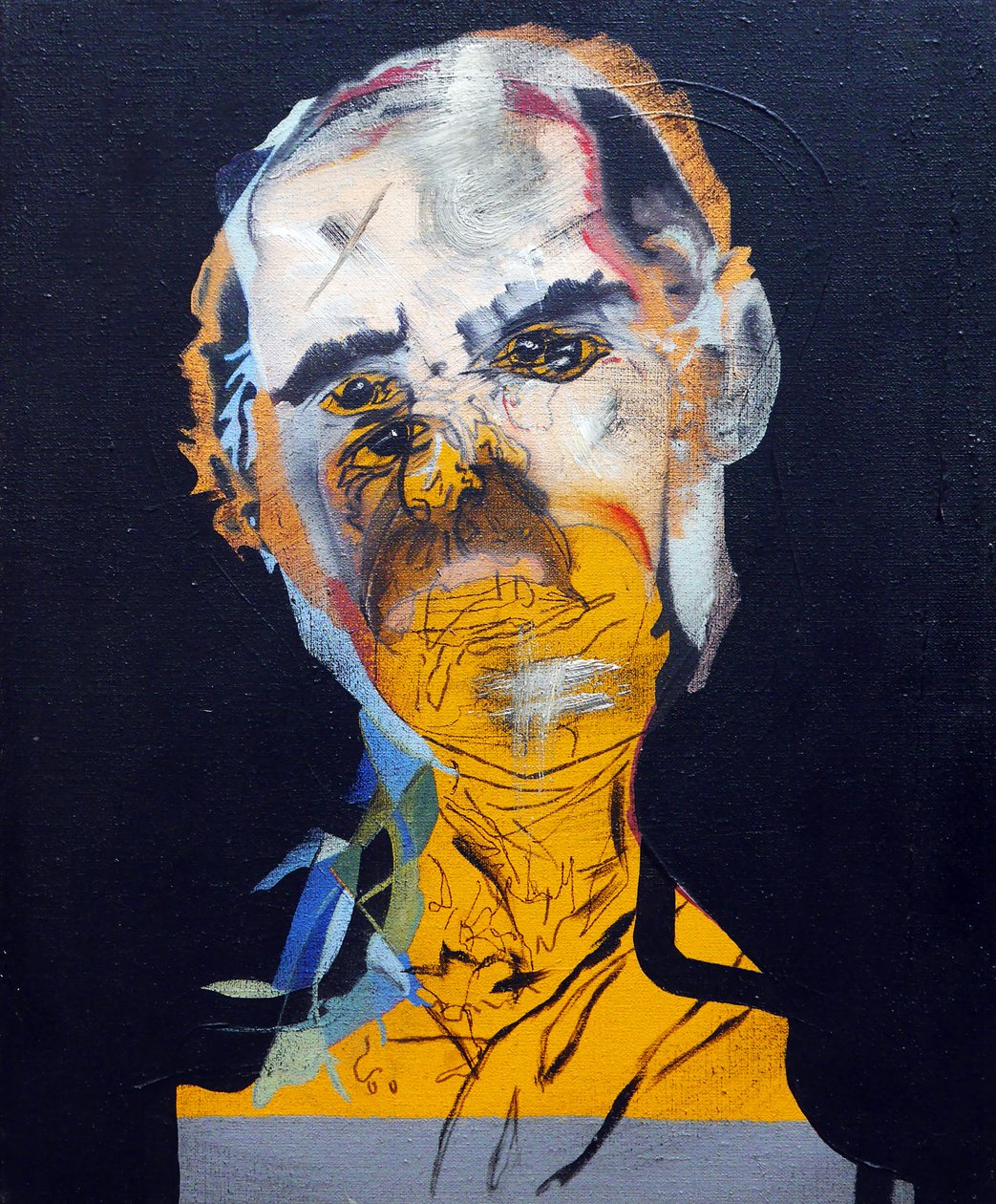 历史上的 50 位主要作家：菲利普-罗斯，2015 年（布面油画和丙烯画） 作者 伯努瓦·埃尔万·布歇罗