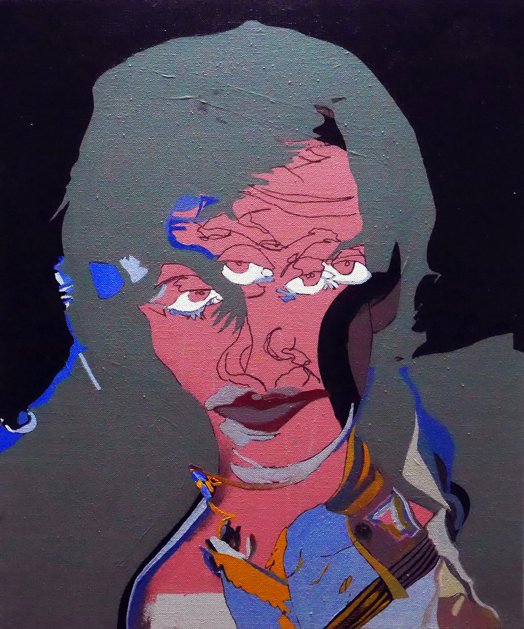 历史上的 50 位主要作家：萨尔曼-拉什迪，2015 年（布面油画和丙烯画） 作者 伯努瓦·埃尔万·布歇罗