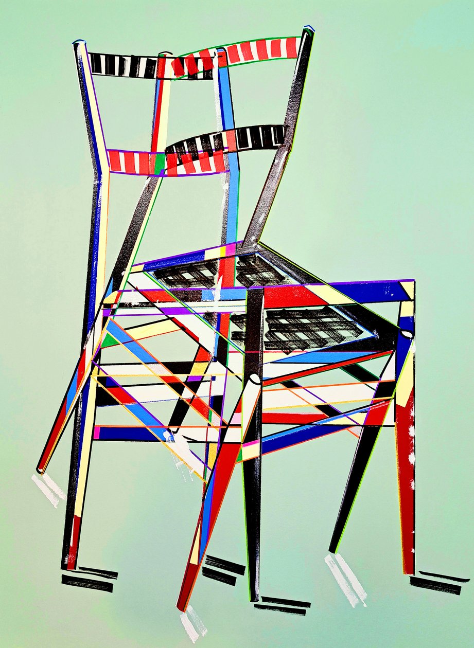 Chaise - superleggera，仿 Gio Ponti，2016 年（亚麻布油画） 作者 伯努瓦·埃尔万·布歇罗