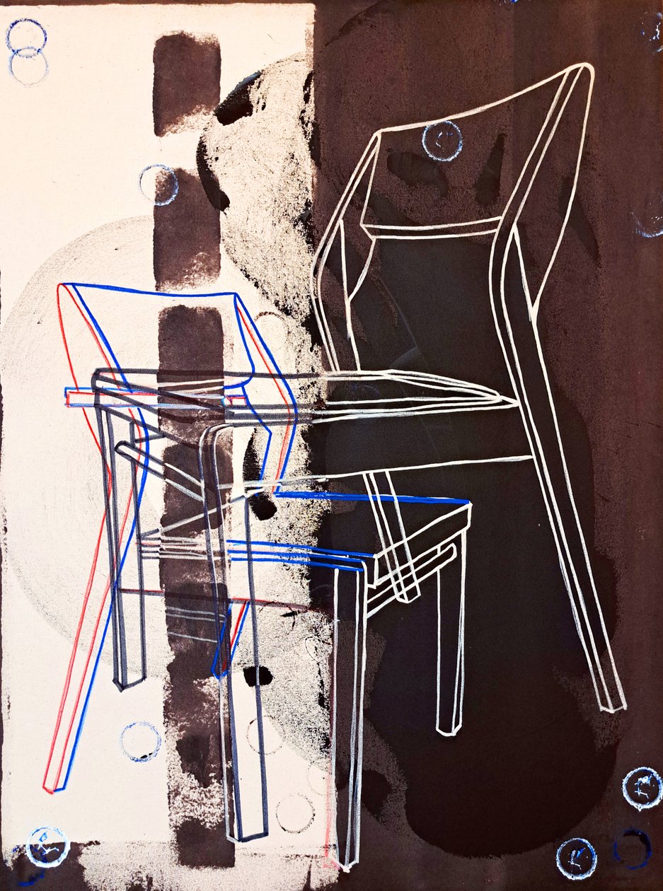 沙发椅原型，仿大卫-古尔，2023 年（油画和丙烯酸混合画布） 作者 伯努瓦·埃尔万·布歇罗