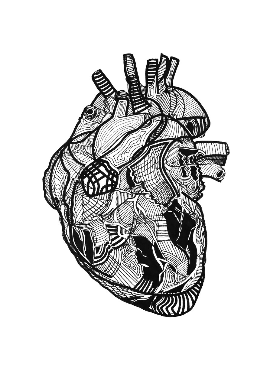 Double coeur，2019（纸本水墨） 作者 伯努瓦·埃尔万·布歇罗