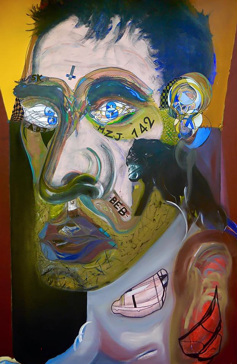 墨西哥前的最后一幅自画像，2015 年（布面油画和丙烯画） 作者 伯努瓦·埃尔万·布歇罗