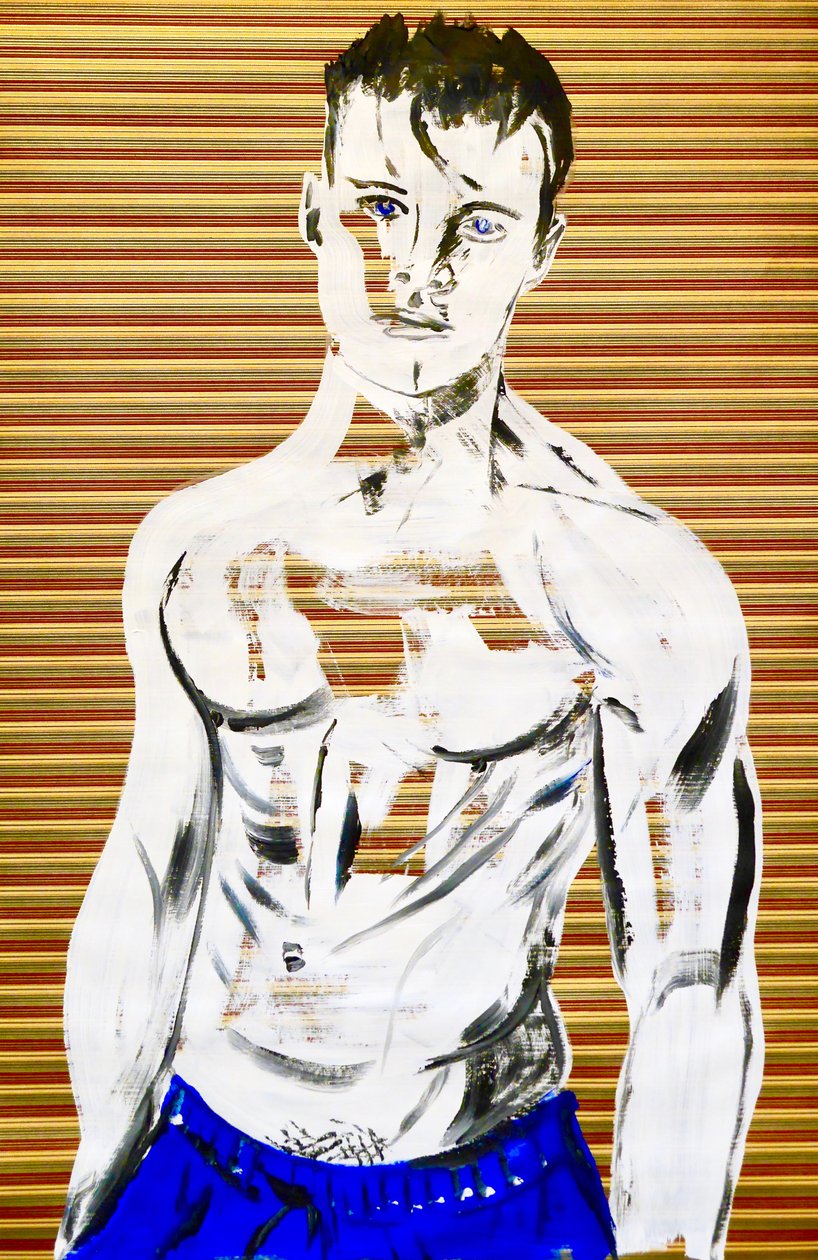 日本男性 7，2020 年（丝网版画日本纸上的丙烯颜料） 作者 伯努瓦·埃尔万·布歇罗