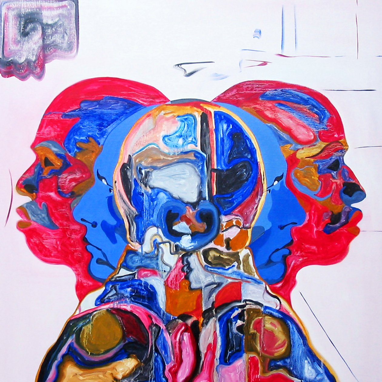 罗伯特-M.和孩子们，2005 年（布面油画） 作者 伯努瓦·埃尔万·布歇罗