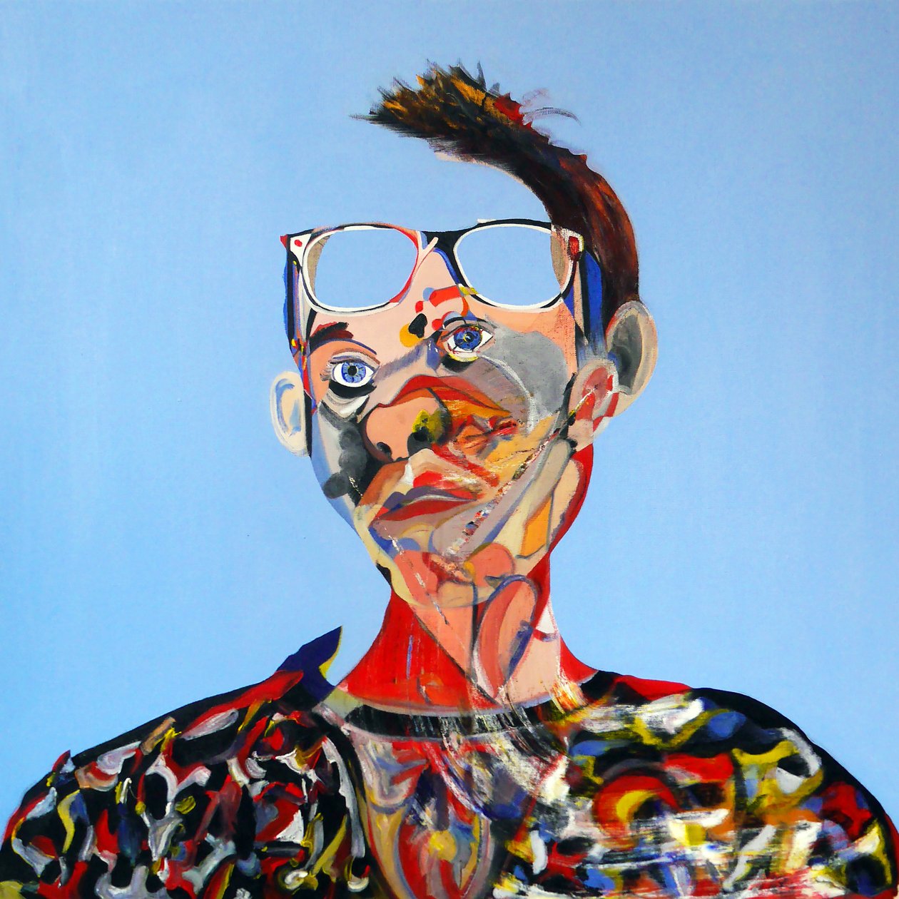 Surautoportrait bleu，2016 年（布面油画） 作者 伯努瓦·埃尔万·布歇罗