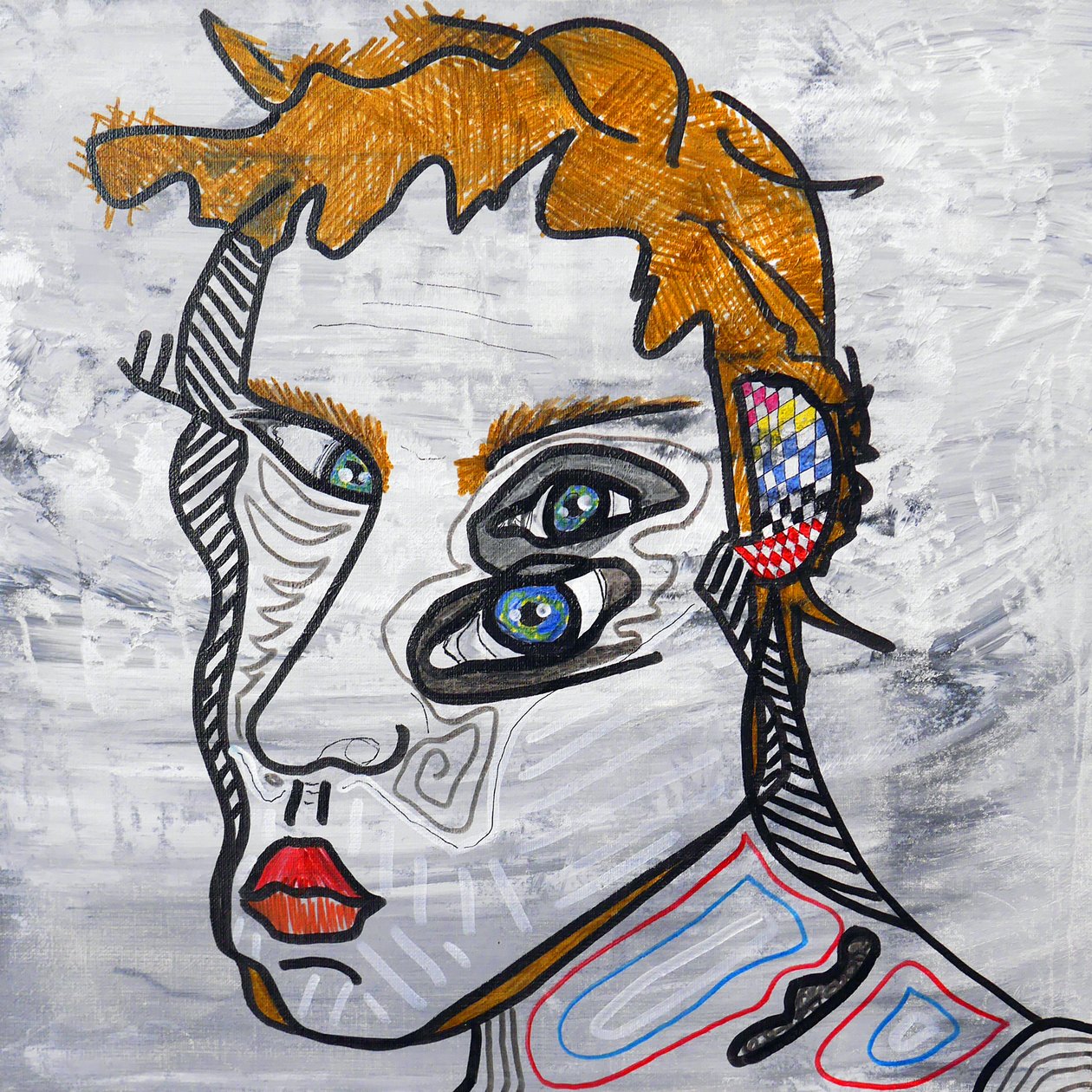 Surautoportrait sacrifié，2014 年（布面丙烯画） 作者 伯努瓦·埃尔万·布歇罗