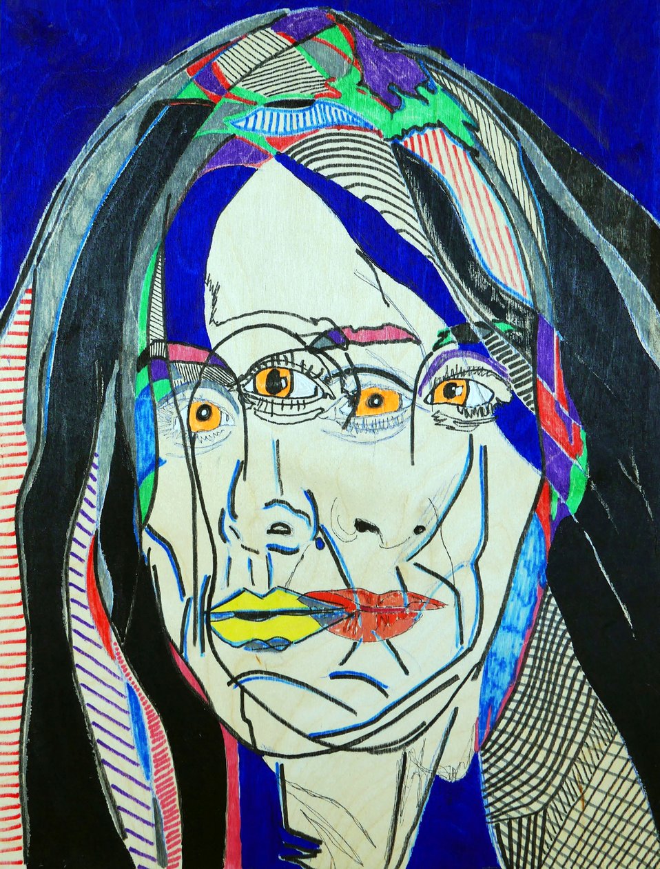 肖像画 ：Fanie Demeule，2019（木板上的油彩和丙烯） 作者 伯努瓦·埃尔万·布歇罗