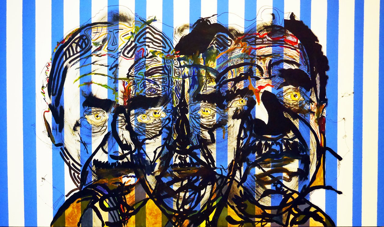 肖像画：加布里埃尔-加西亚-马尔克斯，2015（布面油画和丙烯画） 作者 伯努瓦·埃尔万·布歇罗
