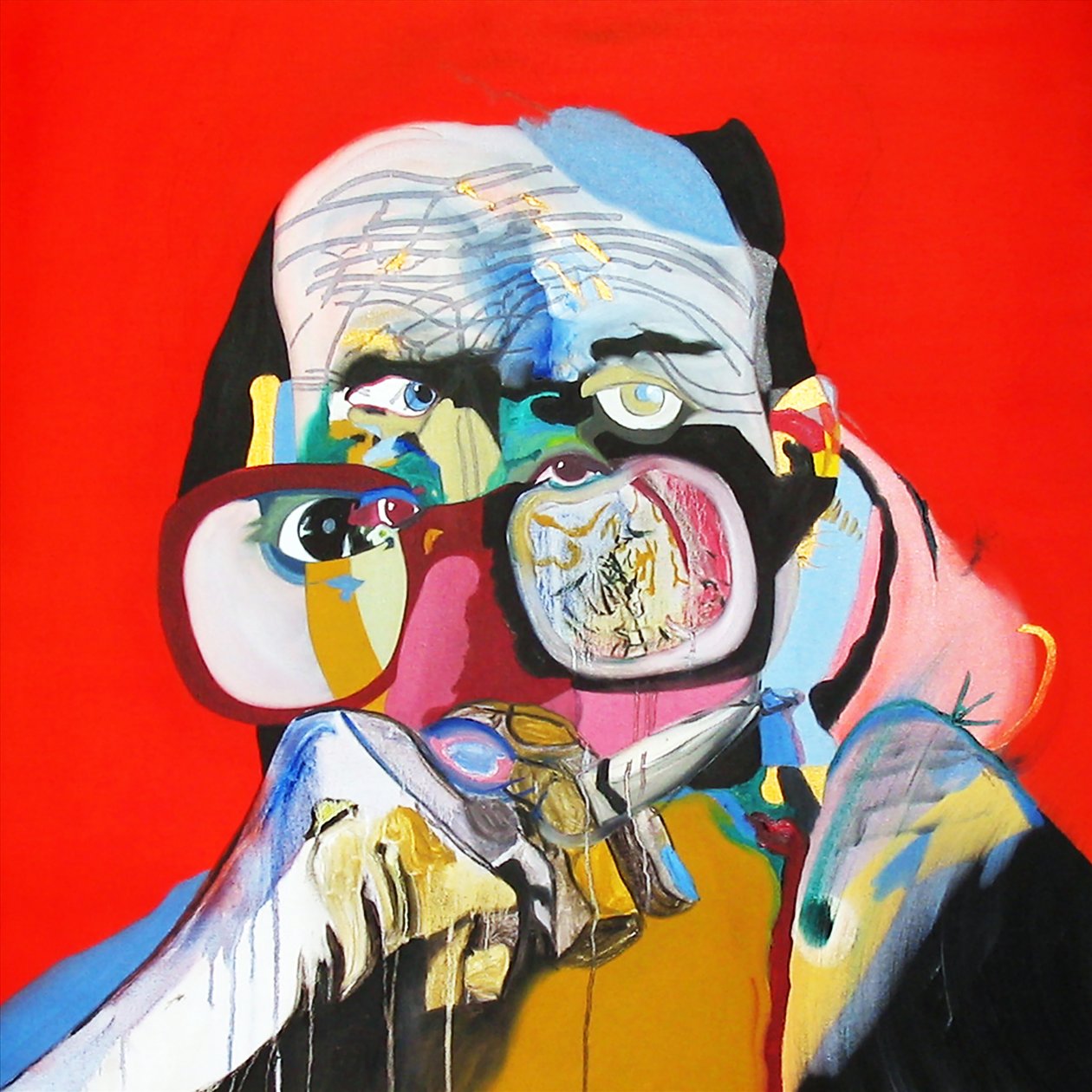 素描：埃尔韦-吉贝尔与玛格丽特-杜拉斯，2005 年（布面油画） 作者 伯努瓦·埃尔万·布歇罗