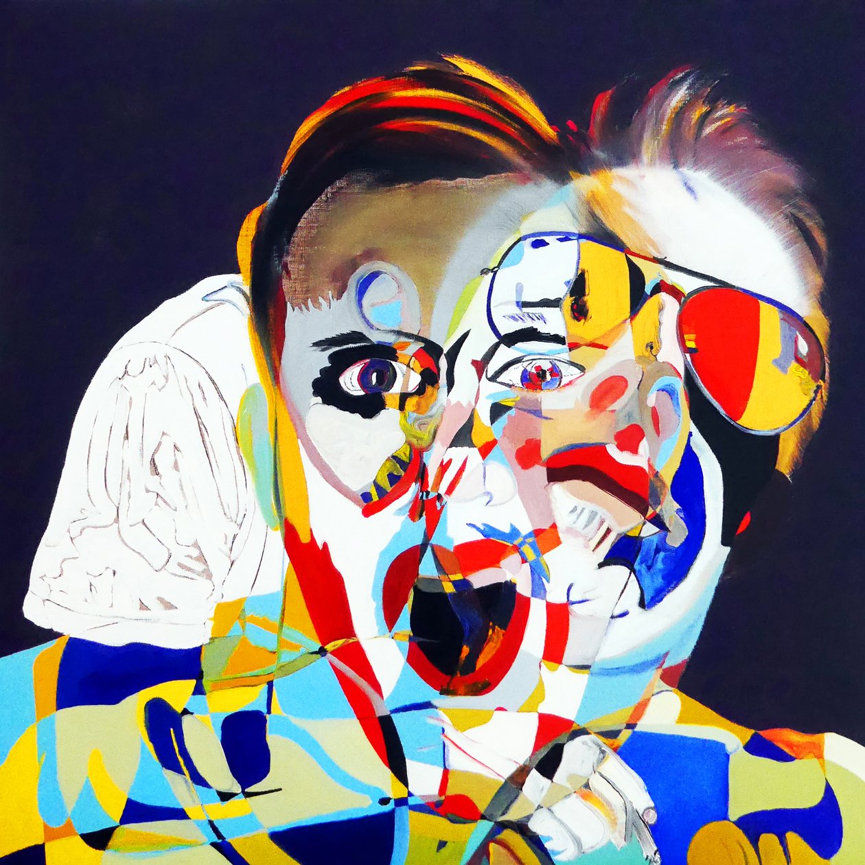 素描：奥利维尔、胡安和我，2019 年（布面油画） 作者 伯努瓦·埃尔万·布歇罗