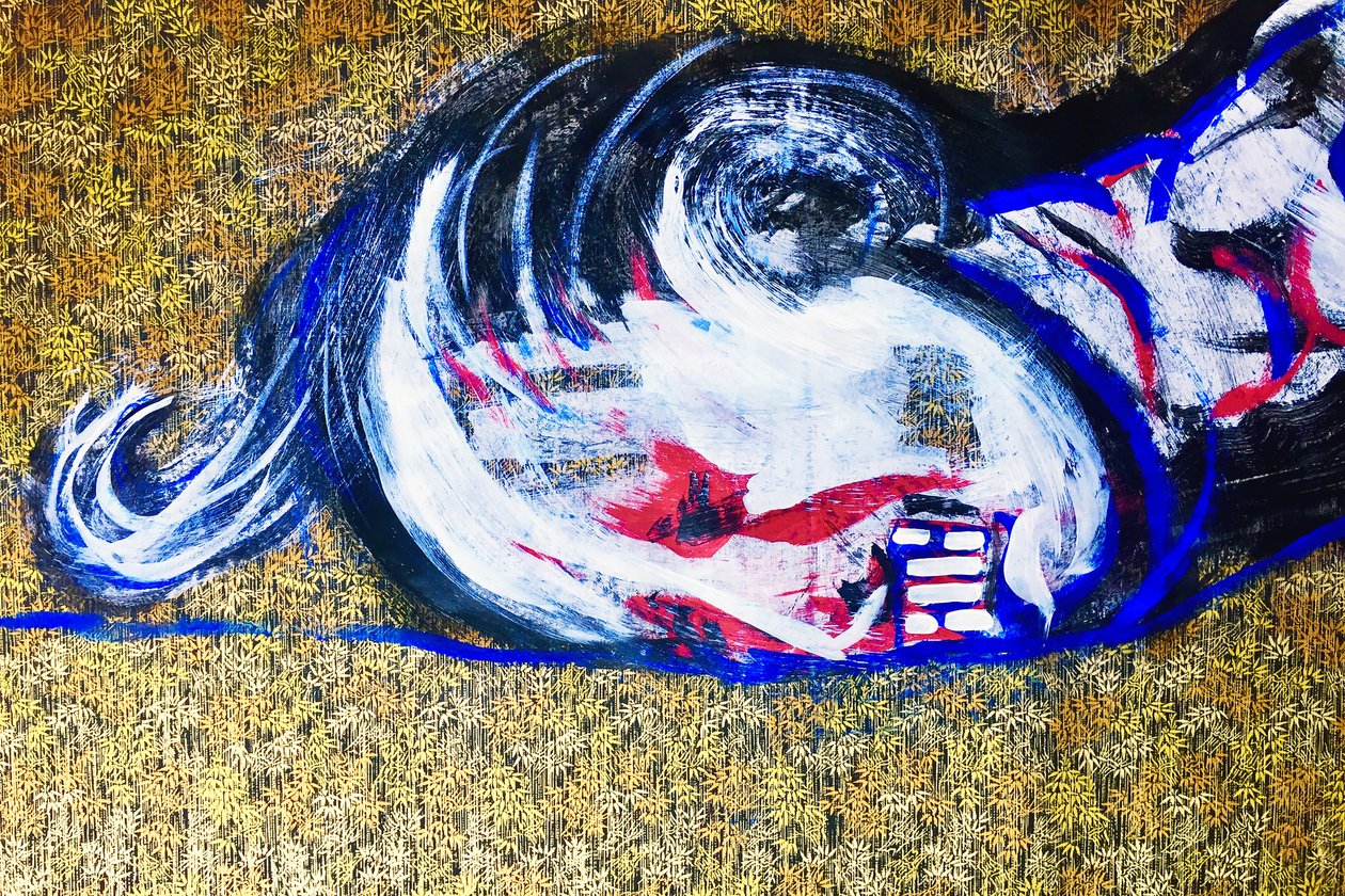 日本肖像 2，2020 年（丝网版画日本纸上的丙烯颜料） 作者 伯努瓦·埃尔万·布歇罗