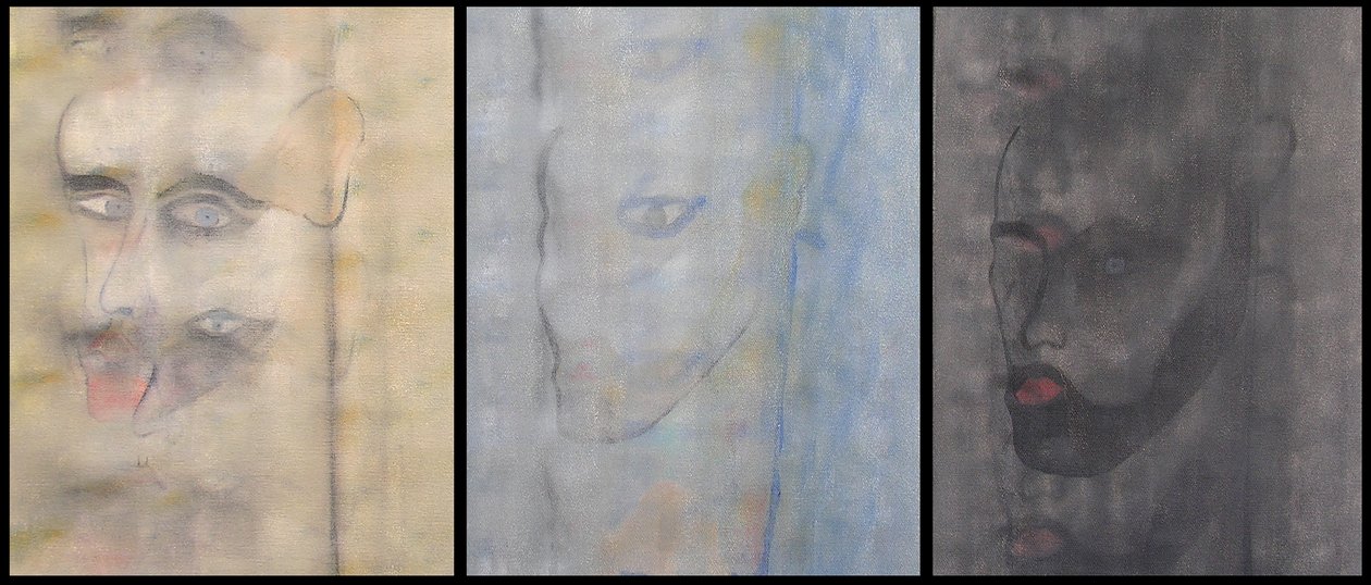 三重自画像，2000 年（三块并列画布上的油彩） 作者 伯努瓦·埃尔万·布歇罗