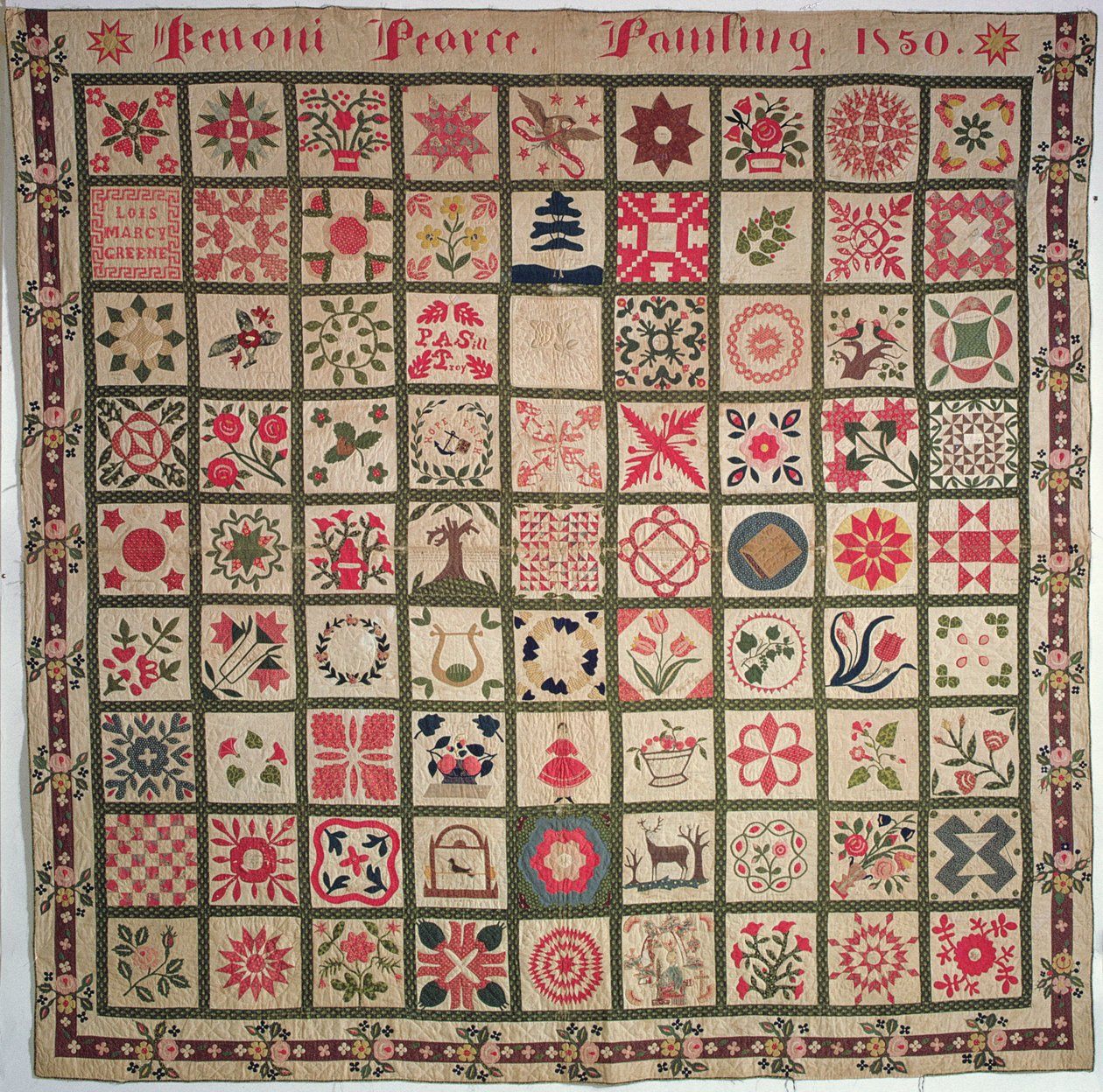 绘画被子，1850年（棉） 作者 贝诺尼·皮尔斯（Benoni Pearce）
