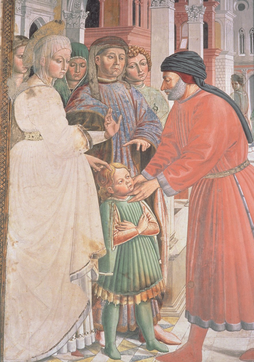 圣奥古斯丁作为一个男孩，来自圣奥古斯丁的生活（细节） 作者 Benozzo di Les di Sandro Gozzoli