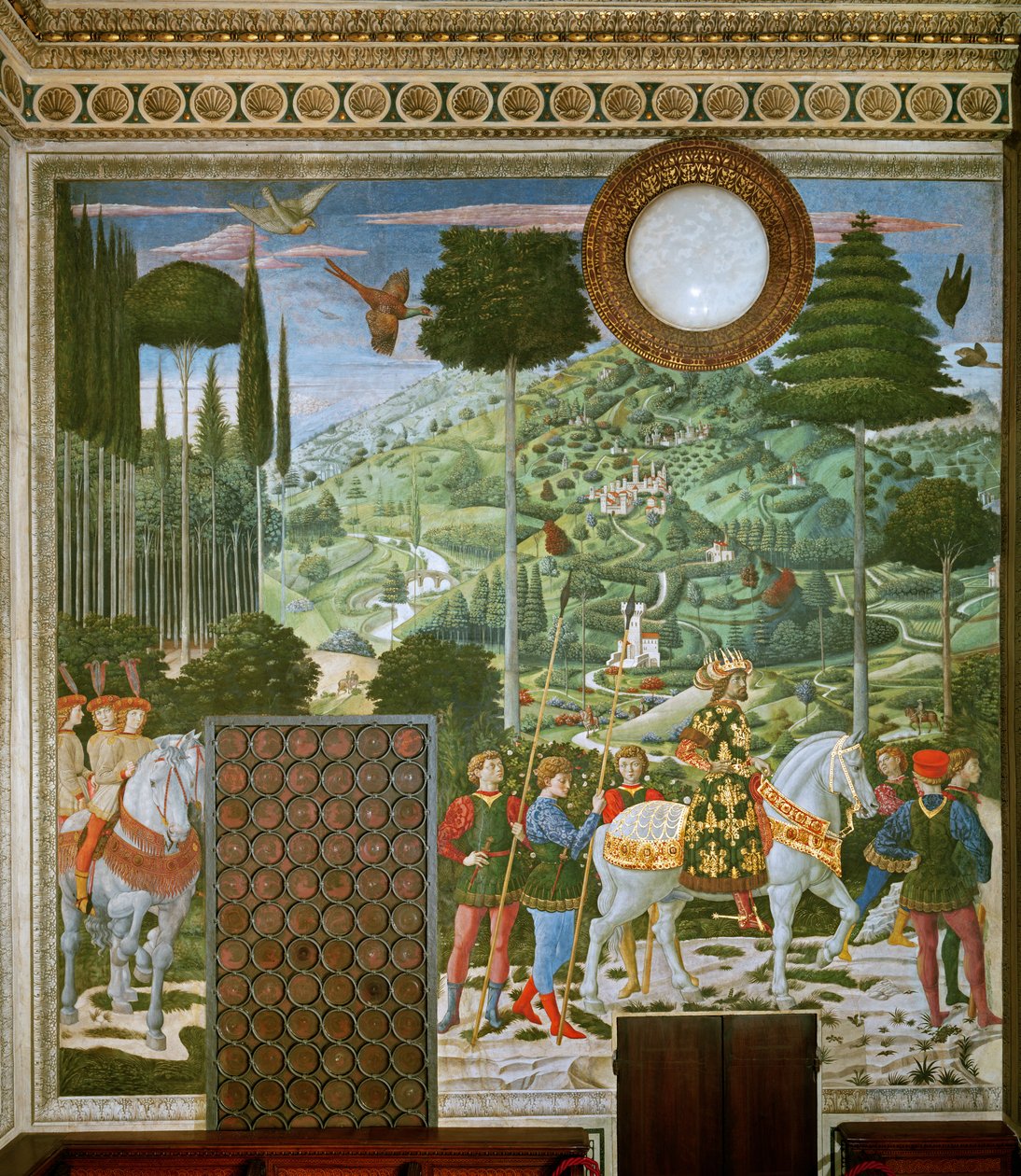 “魔法师之旅”到伯利恒，教堂的后墙，1460年 作者 Benozzo di Les di Sandro Gozzoli