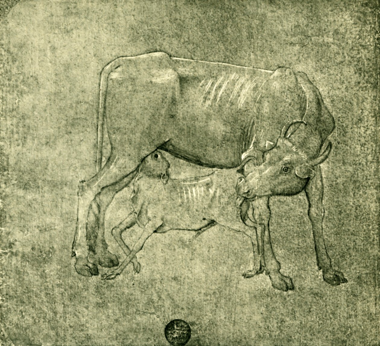 母牛和小牛，十五世纪中叶，1943年。 作者 贝诺佐·戈佐利