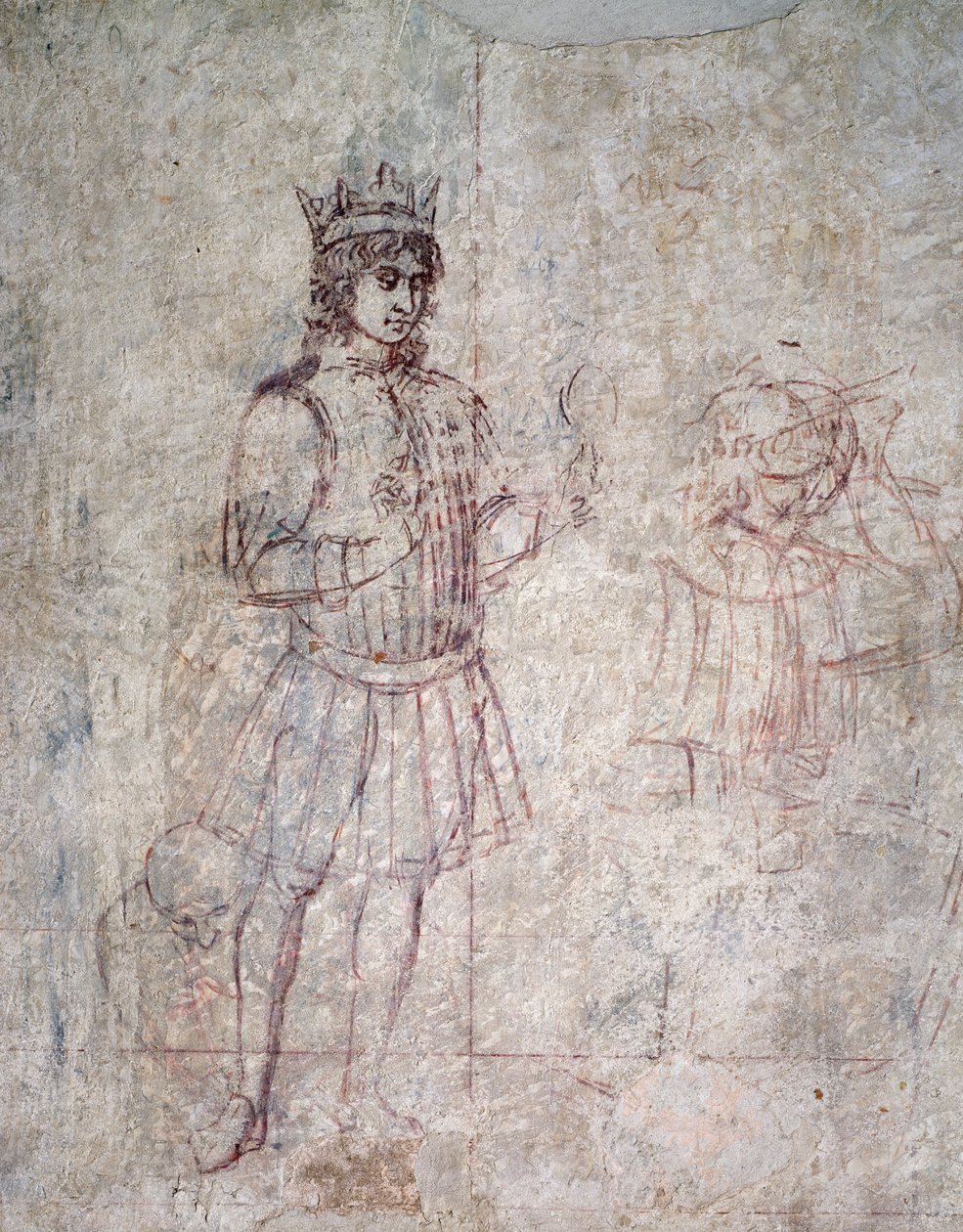 贤士的崇拜，sinopia的细节 作者 Benozzo di Les di Sandro Gozzoli