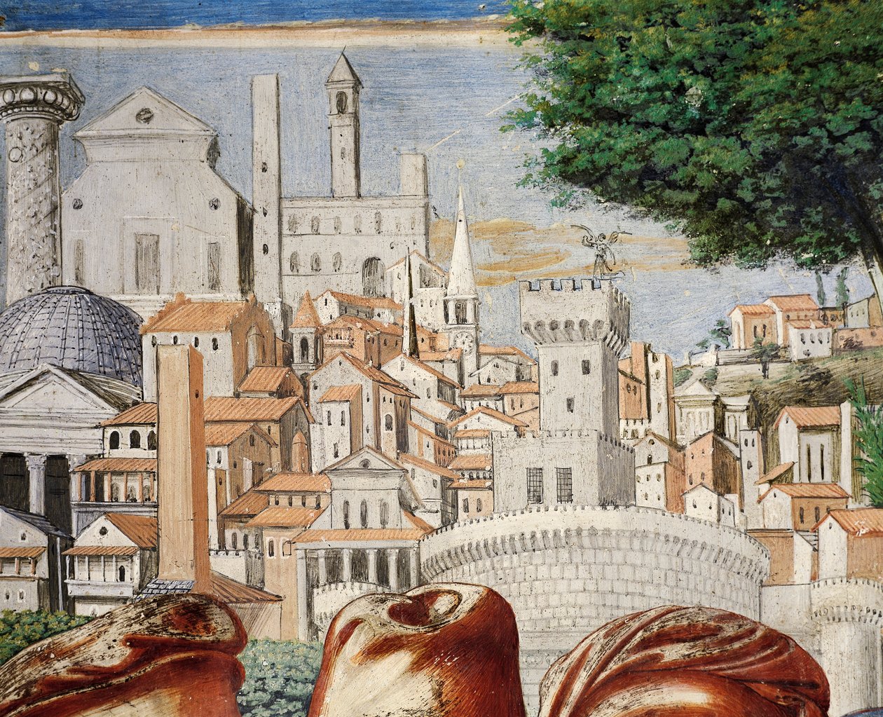罗马城的建筑，《圣奥古斯丁的故事》中的细节 作者 Benozzo di Les di Sandro Gozzoli