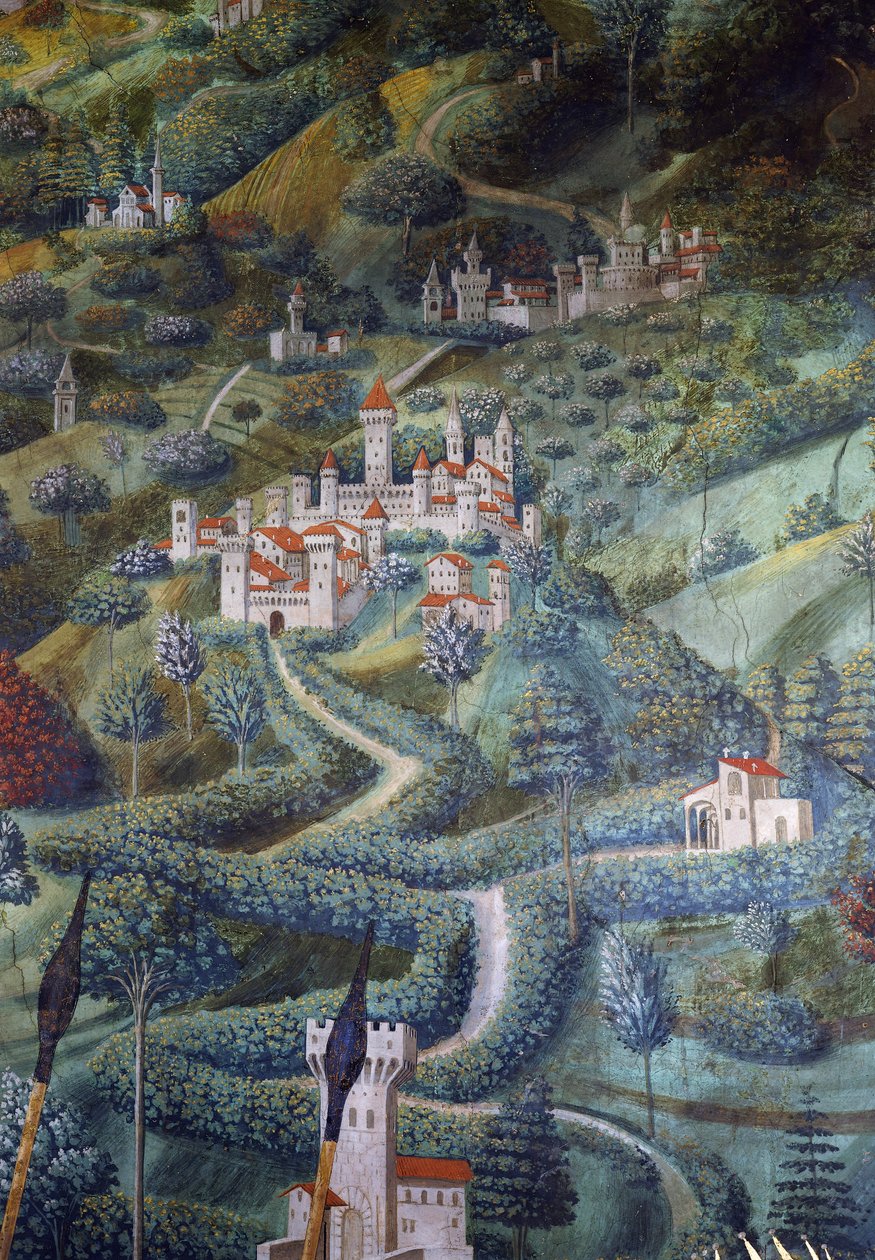 城堡，Magi的游行中的风景细节 作者 Benozzo di Les di Sandro Gozzoli