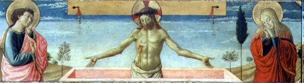 从坟墓中复活的基督（面板）（78957的细节）。 作者 Benozzo di Les di Sandro Gozzoli