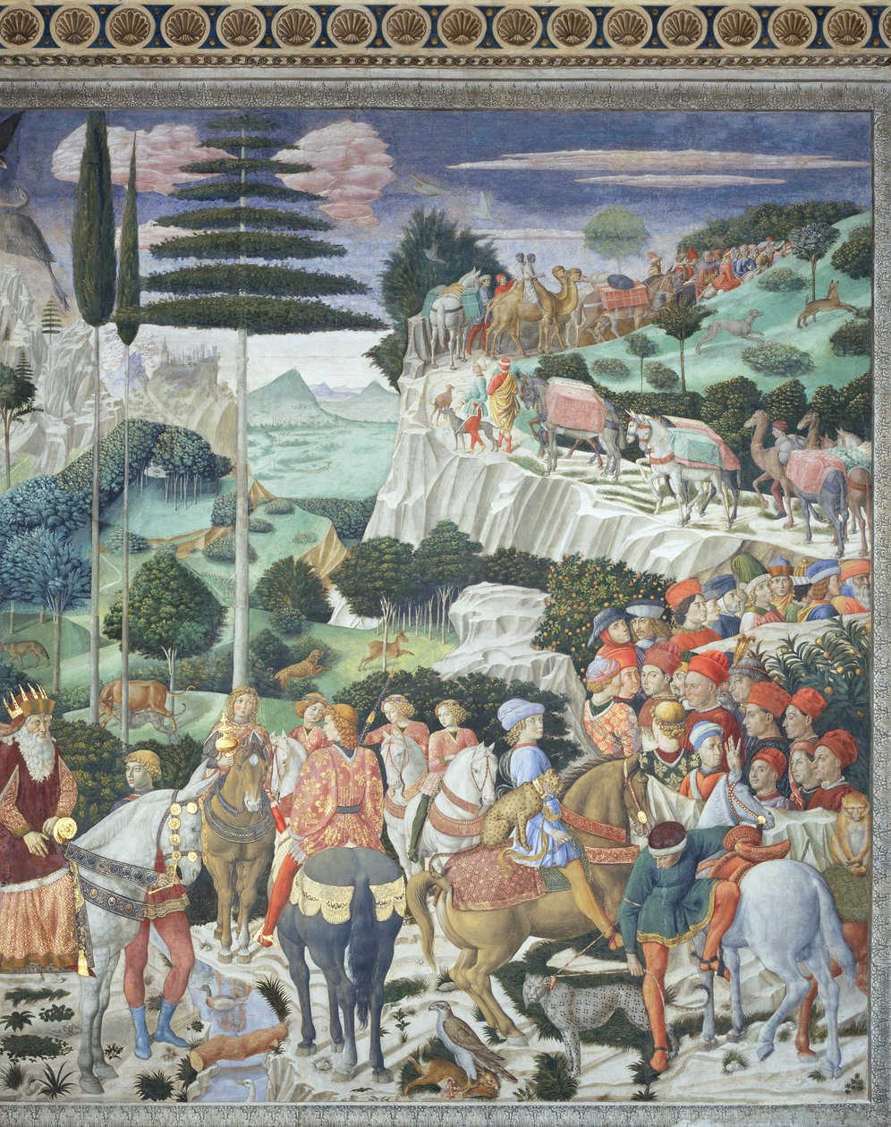 朱利亚诺-德-美第奇（1453-1478 年）饰梅尔基奥尔，小教堂中《玛吉之旅》的细节，约 1460 年（壁画） 作者 Benozzo di Les di Sandro Gozzoli