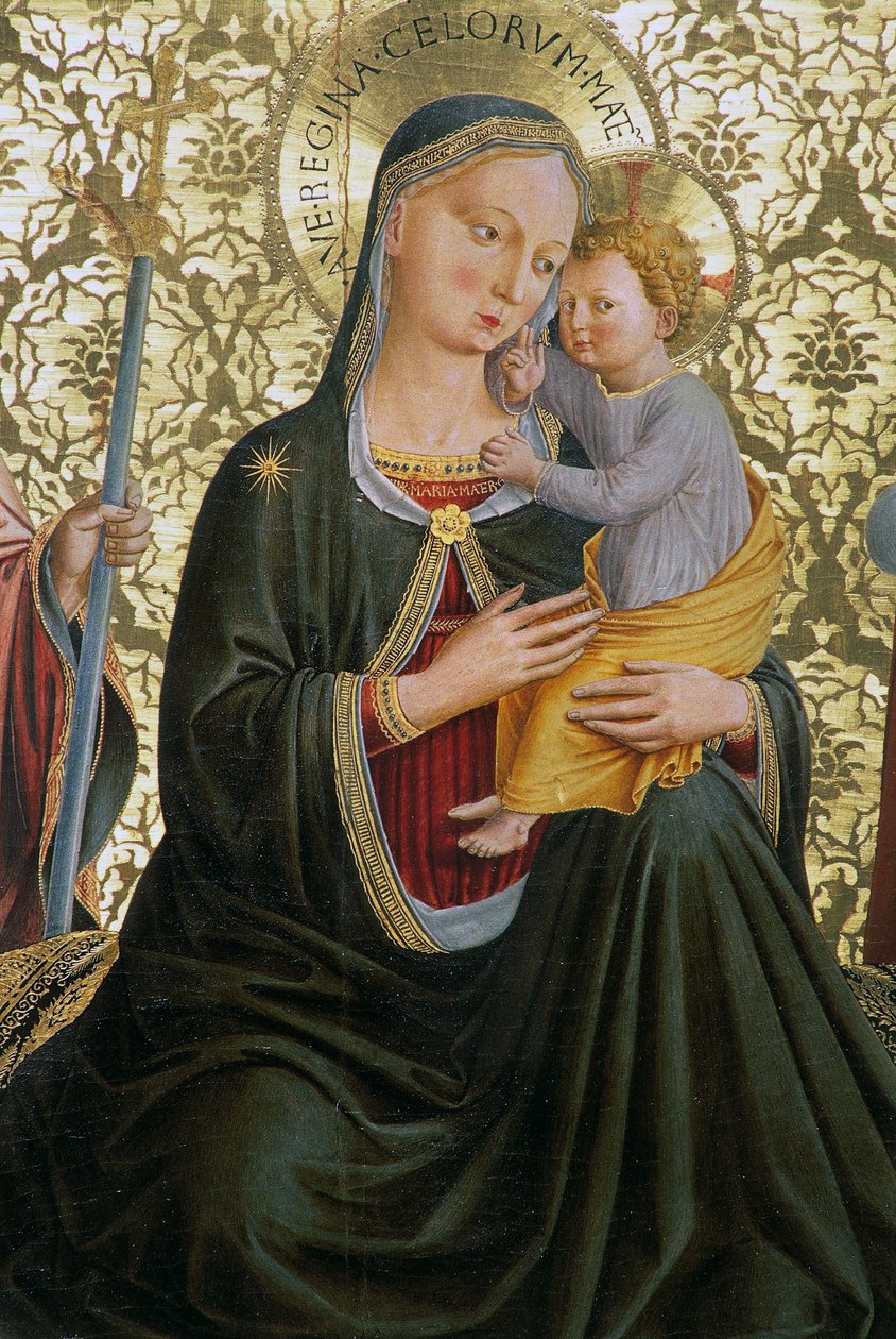 谦逊的圣母，由Benozzo Gozzoli（1421-1497）创作，Sapienza Nuova Altarpiece，佩鲁贾，翁布里亚，意大利 作者 Benozzo di Les di Sandro Gozzoli