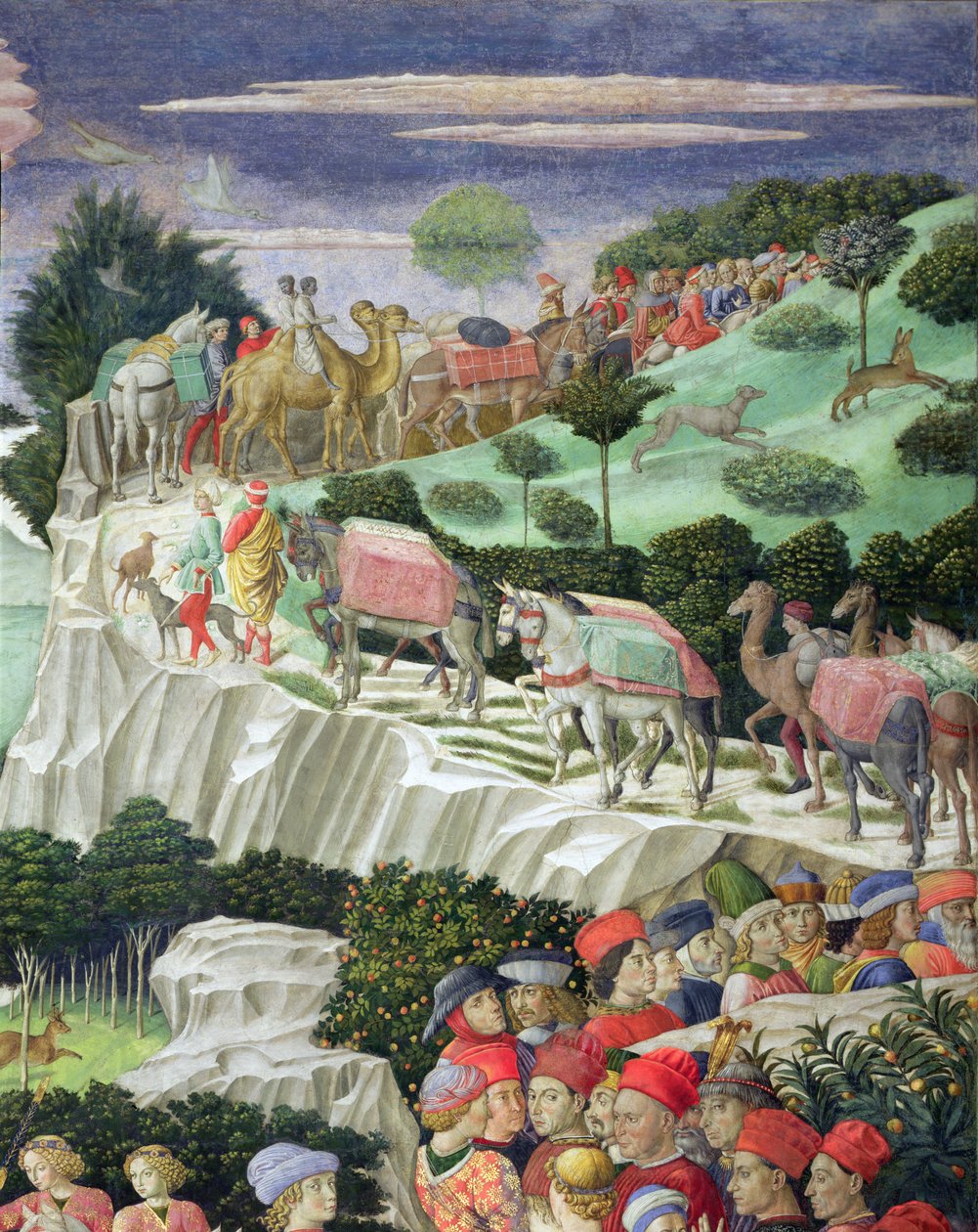 Melchior的游行，来自魔法师的教堂（细节70601） 作者 Benozzo di Les di Sandro Gozzoli