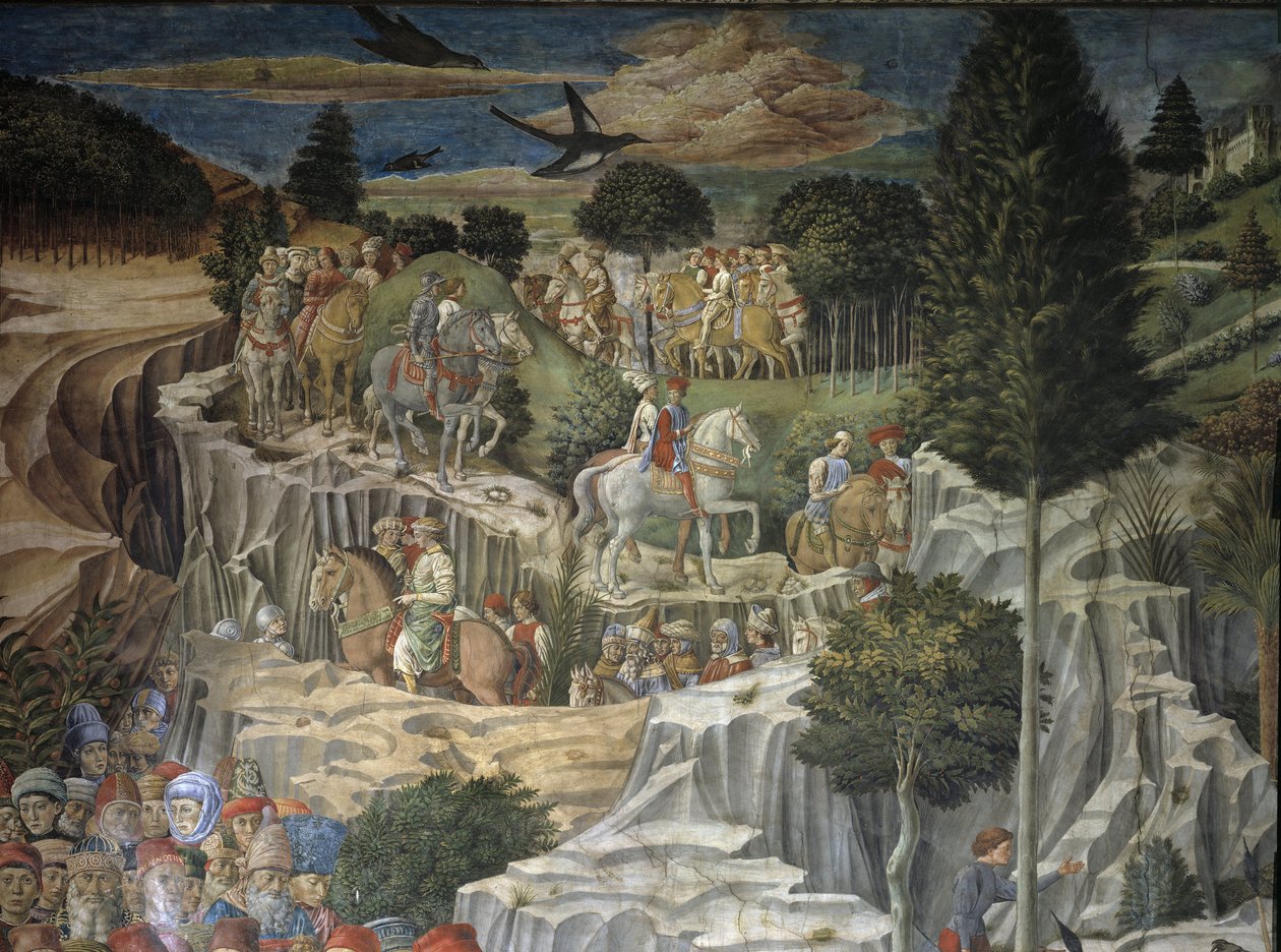 与 Laurent the Magnificent 的 Magi 游行（壁画 作者 Benozzo di Les di Sandro Gozzoli