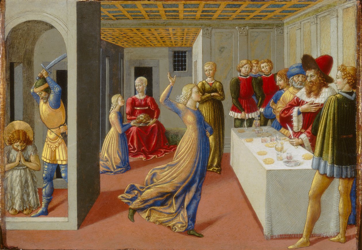 希律王的盛宴和施洗约翰的斩首，1461-62（面板上的蛋彩画） 作者 Benozzo di Les di Sandro Gozzoli