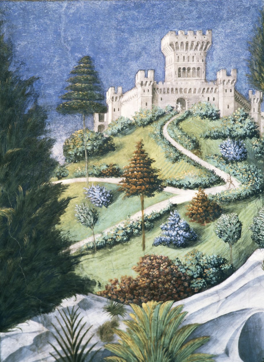 通往城堡的道路，从魔法之旅，1459年壁画细节636 作者 Benozzo di Les di Sandro Gozzoli