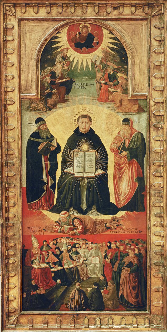 圣托马斯阿奎那的胜利（面板上的蛋彩画） 作者 Benozzo di Les di Sandro Gozzoli