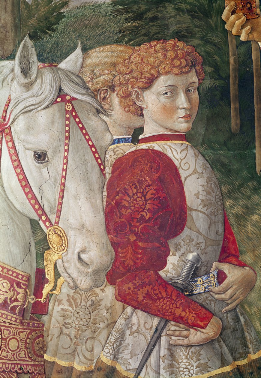 两位受益的服务员和Lorenzo the Magnificent&39;s Horse的负责人，详细介绍了教堂里的魔法骑行之旅，c.1460 作者 Benozzo di Les di Sandro Gozzoli