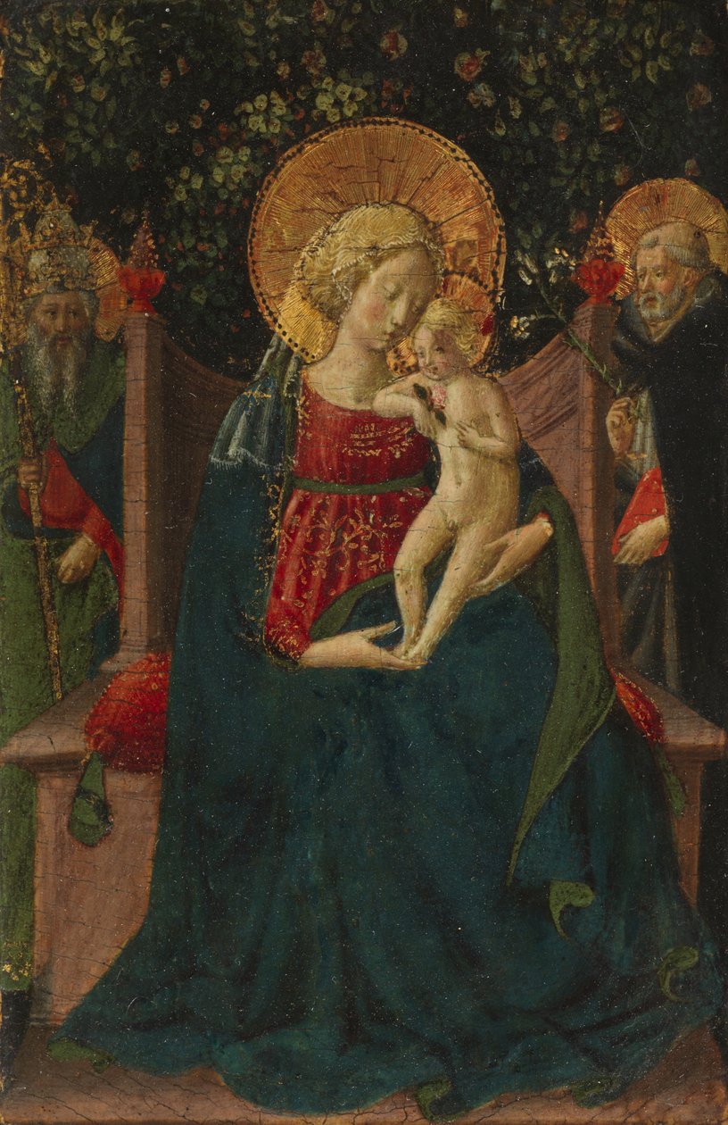 1430-35年在圣多米尼克和教皇圣殿之间征服的圣母子 作者 Benozzo di Les di Sandro Gozzoli