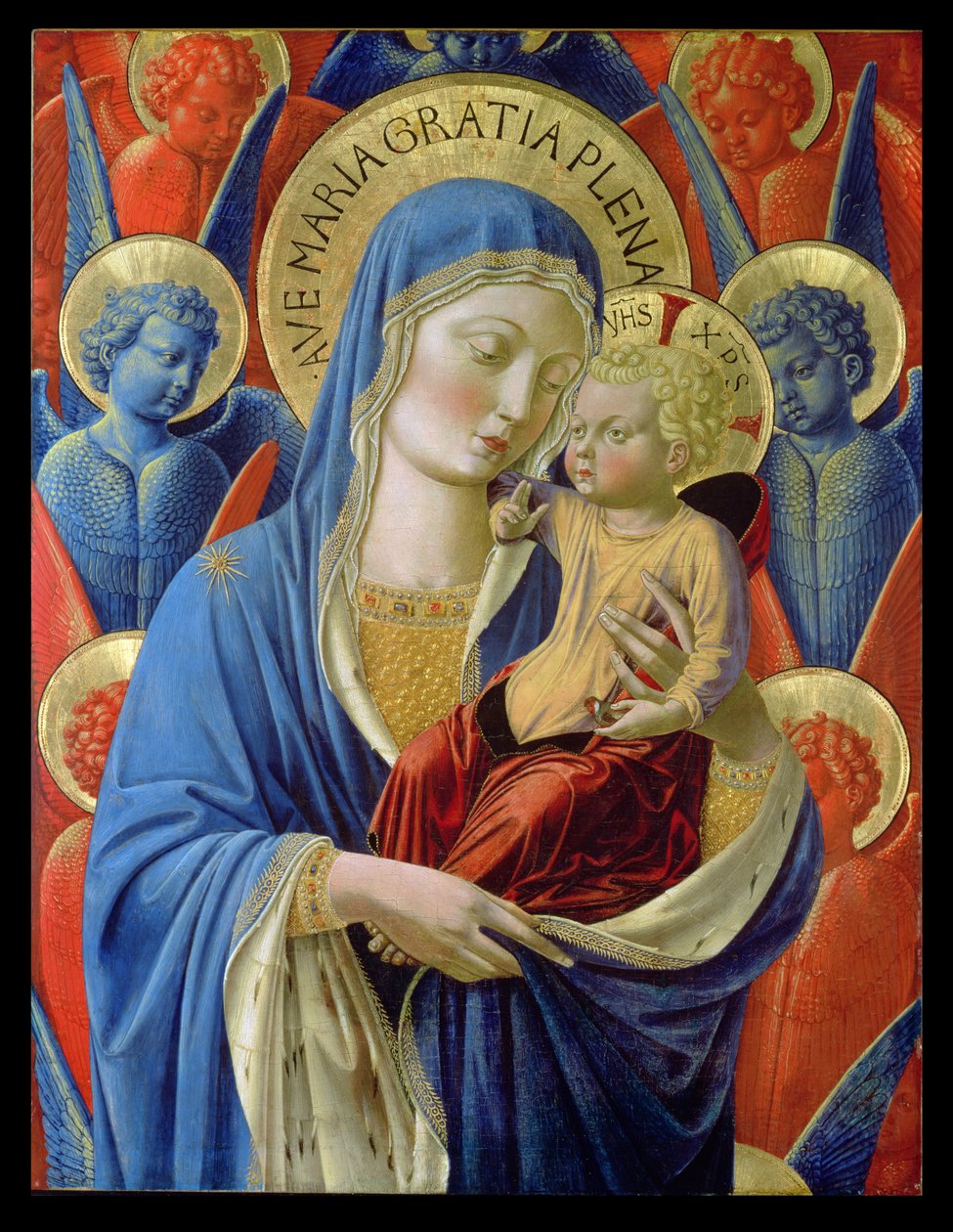 圣母子与天使，c.1460（木板上的金箔和蛋彩画） 作者 Benozzo di Les di Sandro Gozzoli
