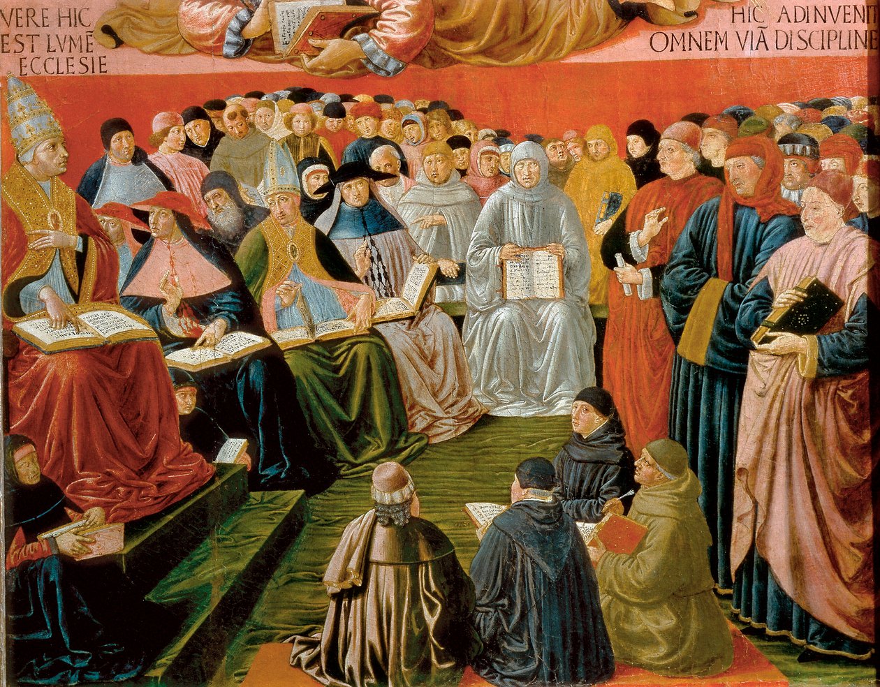圣托马斯阿奎那的胜利细节 作者 Benozzo di Les di Sandro Gozzoli