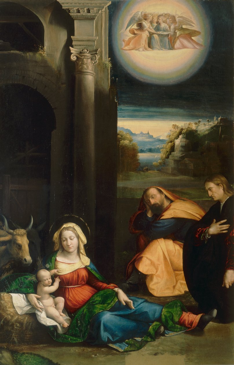 Madonna del Riposo与Lionello的画像，由Garofalo，在费拉拉的国家画廊 作者 本韦努托·泰西·达·加洛法洛