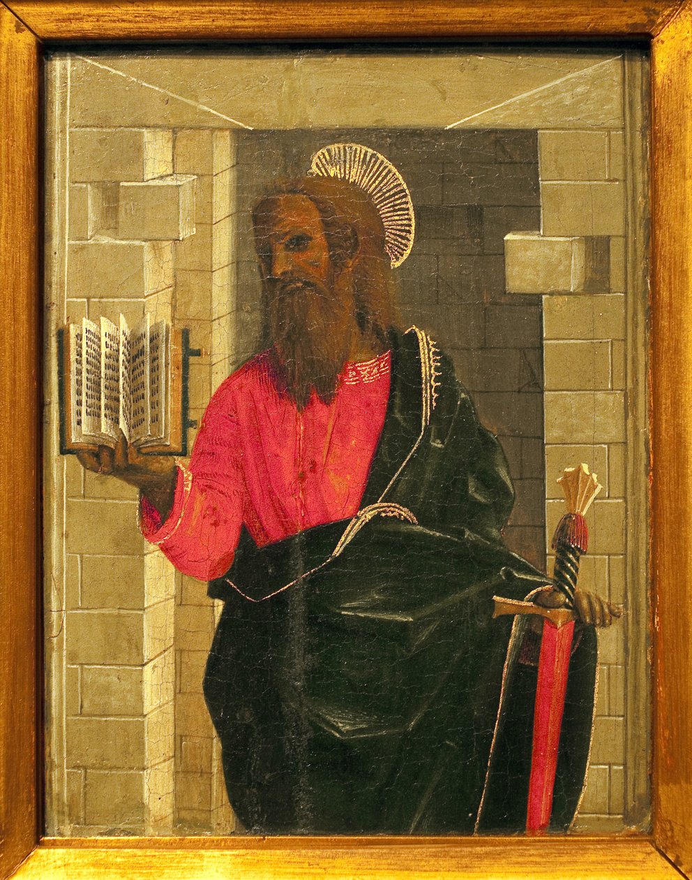 圣保罗。 Bernardino Butinone (1450-1507) 的绘画，木头上的蛋彩画。 意大利艺术，文艺复兴。 蒙托邦安格尔博物馆。 作者 贝纳迪诺·雅各比·布蒂诺内